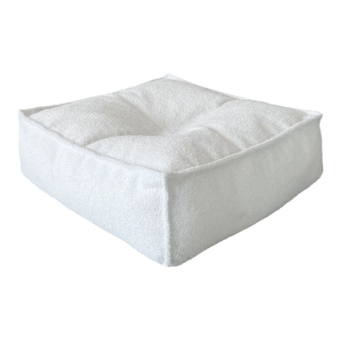 Moje Bouclé Ottoman White - vierkante kinderpoef