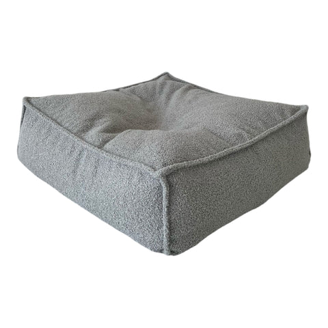 Moje Bouclé Ottoman Grey - vierkante kinderpoef